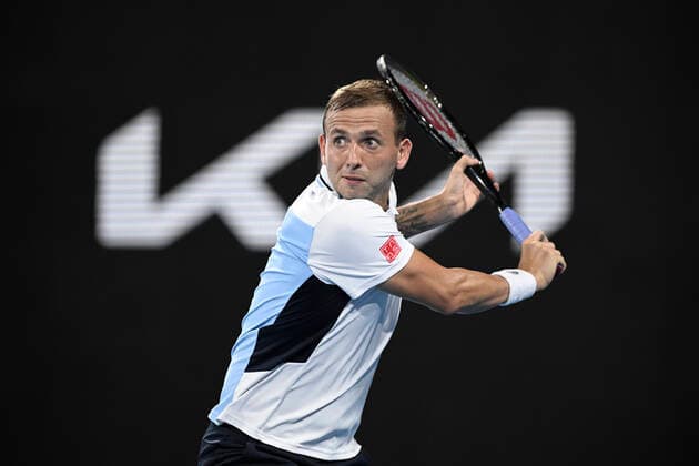 13th January 2022: Ken Rosewall Arena, Sydney Olympic Park, Sydney, Australia; Sydney Tennis Classic, Day 5: Daniel Evans of Great Britain prepares to hit a backhand against Maxime Cressy of USA  ActionPlus12355913 NigelxOwen