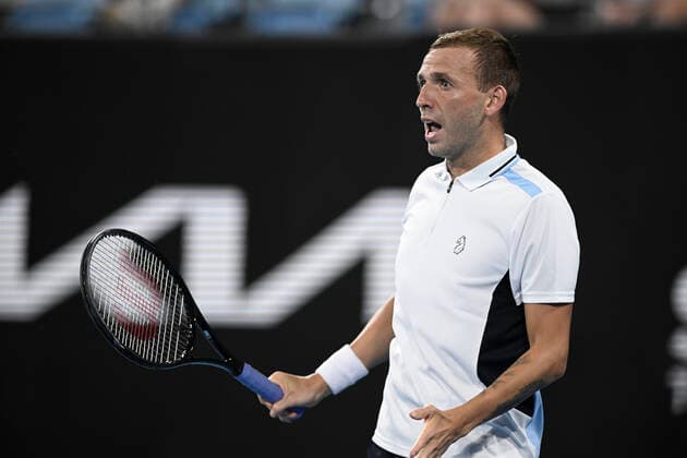 13th January 2022: Ken Rosewall Arena, Sydney Olympic Park, Sydney, Australia; Sydney Tennis Classic, Day 5: Daniel Evans of Great Britain reacts after winning a point in his match against Maxime Cressy of USA  ActionPlus12355915 NigelxOwen