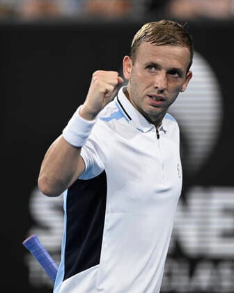 13th January 2022: Ken Rosewall Arena, Sydney Olympic Park, Sydney, Australia; Sydney Tennis Classic, Day 5: Daniel Evans of Great Britain reacts after winning a point in his match against Maxime Cressy of USA  ActionPlus12355916 NigelxOwen