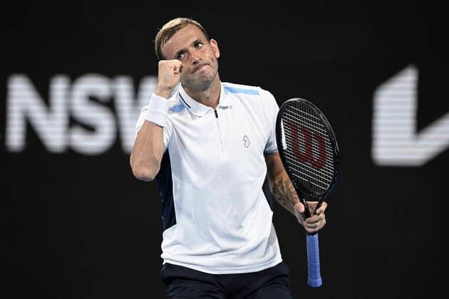 13th January 2022: Ken Rosewall Arena, Sydney Olympic Park, Sydney, Australia; Sydney Tennis Classic, Day 5: Daniel Evans of Great Britain reacts after winning a point in his match against Maxime Cressy of USA  ActionPlus12355918 NigelxOwen