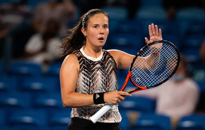 January 13, 2022, SYDNAY, AUSTRALIA: Daria Kasatkina of Russia in action during the quarter-final of the 2022 Sydney Tennis Classic WTA, Tennis Damen 500 tennis tournament against Garbine Muguruza of Spain SYDNAY AUSTRALIA - ZUMAa181 20220113_zaa_a181_177 Copyright: xRobxPrangex