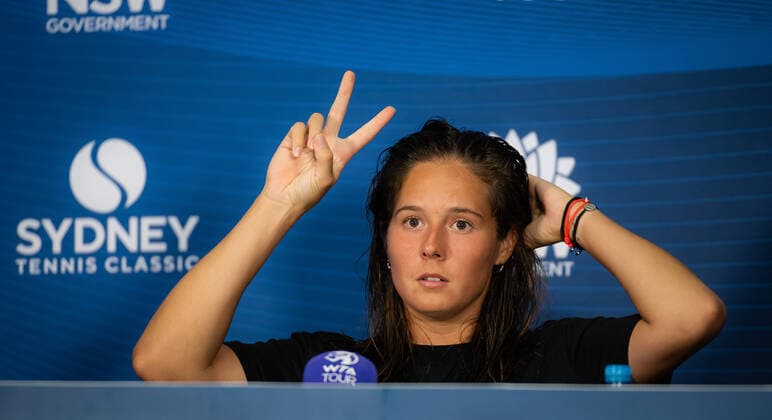 January 13, 2022, SYDNAY, AUSTRALIA: Daria Kasatkina of Russia talks to the media after the the quarter-final of the 2022 Sydney Tennis Classic WTA, Tennis Damen 500 tennis tournament SYDNAY AUSTRALIA - ZUMAa181 20220113_zaa_a181_192 Copyright: xRobxPrangex