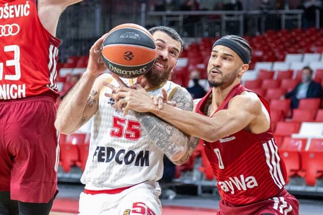 Mike James 55 AS Monaco Basket , Nick Weiler Babb 0 FC Bayern , FC Bayern Basketball vs AS Monaco Basket, Euroleague, 13 01 2022 Muenchen Bayern Germany Copyright: xkolbert-press UlrichxGamelx