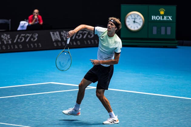 TENNIS AUSTRALIAN OPEN PRACTICE SESSIONS, Alexander Zverev of Germany in action during a practice session ahead of the Australian Open at Melbourne Park in Melbourne, Friday, January 14, 2022. ( NO ARCHIVING, EDITORIAL USE ONLY, NO USE IN BOOKS WITHOUT CONSENT MELBOURNE VIC AUSTRALIA  Copyright: xDIEGOxFEDELEx 20220114001613261050