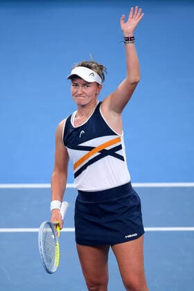 SYDNEY TENNIS CLASSIC, Barbora Krejcikova of the Czech Republic gestures after winning her semi final match against Anett Kontaveit of Estonia on Day 5 of the Sydney Tennis Classic at Sydney Olympic Park in Sydney, Friday, January 14, 2022. ( NO ARCHIVING, EDITORIAL USE ONLY, NO USE IN BOOKS WITHOUT CONSENT SYDNEY NSW AUSTRALIA  Copyright: xDANxHIMBRECHTSx 20220114001613278009