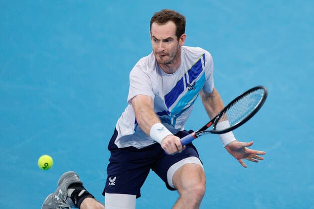Andy Murray of Great Britain plays a backhand against Reilly Opelka of USA during the MenÕs Semi Final at the Sydney Tennis Classic 2022 at Sydney Olympic Park Tennis Centre, Sydney, Australia on 14 January 2022. Copyright: xPeterxDovganx 30470616