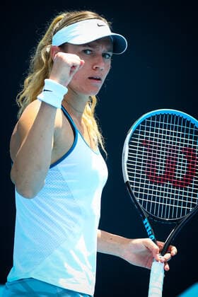 Dutch Indy De Vroome WTA, Tennis Damen 252) pictured during a tennis match against German Vogele, a qualification game for the Australian Open Grand Slam tennis tournament, Friday 14 January 2022 in Melbourne Park, Melbourne, Australia. The 2022 edition of the Australian Grand Slam takes place in the ongoing pandemic. PATRICKxHAMILTON  x3172927x