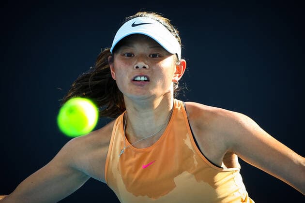 Dutch Arianne Hartono WTA, Tennis Damen 191) pictured during a tennis match against German Niemeier (WTA 130), in the final round of the women s qualifications at of the Australian Open tennis Grand Slam, Friday 14 January 2022 in Melbourne Park, Melbourne, Australia. The 2022 edition of the Australian Grand Slam takes place in the ongoing pandemic. PATRICKxHAMILTON  x3173010x