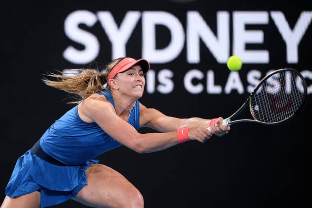 SYDNEY TENNIS CLASSIC, Paula Badosa of Spain during her semi final match against Daria Kasitkina of Russia on Day 5 of the Sydney Tennis Classic at Sydney Olympic Park in Sydney, Friday, January 14, 2022. ( NO ARCHIVING, EDITORIAL USE ONLY, NO USE IN BOOKS WITHOUT CONSENT SYDNEY NSW AUSTRALIA  Copyright: xDANxHIMBRECHTSx 20220114001613307634