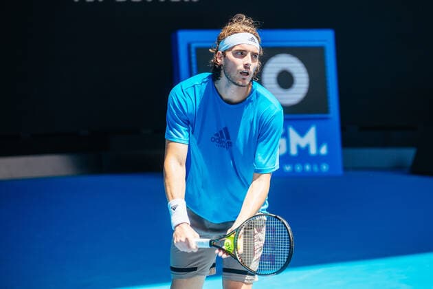 January 14, 2022: STEFANOS TSITSIPAS of Greece during a practice session ahead of the 2022 Australian Open at Melbourne Park on January 14, 2022 in Melbourne, Australia. - ZUMAp121 20220114_zsp_p121_049 Copyright: xChrisxPutnamx