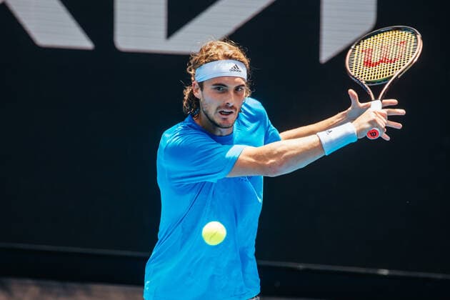 January 14, 2022: STEFANOS TSITSIPAS of Greece during a practice session ahead of the 2022 Australian Open at Melbourne Park on January 14, 2022 in Melbourne, Australia. - ZUMAp121 20220114_zsp_p121_054 Copyright: xChrisxPutnamx