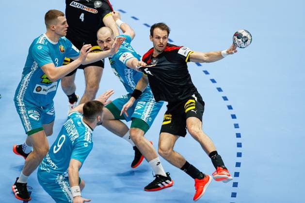 Kai HÄFNER (25) during the handball match Germany vs Belarus, Men™s EHF EURO 2022 Hungary, Slovakia, Bratislava, 14.01.2021,  Copyright: xStankoxGrudenx xkolektiffx