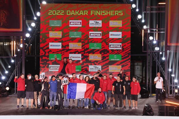 260 Boutron Philippe (fra), Barbet Mayeul (fra), Sodicars Racing, Buggy Sodicars Racing, Auto FIA T1 T2, action during the Podium Finish of the Dakar Rally 2022, on January 14th 2022 in Jeddah, Saudi Arabia - AUTO - DAKAR 2022 - PODIUM FINISH DPPI Panoramic  JDR55084
