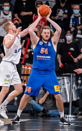 Seth Hinrichs Towers , John Bryant MBC easyCredit BBL, Basketball Bundesliga, 1 league, season 2021 2022, 17 matchday 14 01 22, Hamburg, Hamburg Towers vs Syntainics MBC, Â