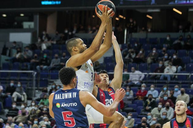 January 14, 2022, MADRID, MADRID, SPAIN: Anthony Randolph of Real Madrid in action during Turkish Airlines Euroleague basketball match between Real Madrid and Bitci Baskonia Vitoria Gasteiz at Wizink Center on January 14, 2022 in Madrid, Spain. MADRID SPAIN - ZUMAa181 20220114_zaa_a181_012 Copyright: xIrinaxR.xHipolitox