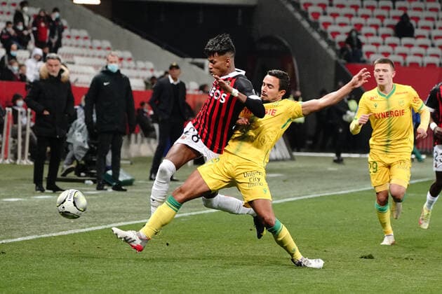 Hicham Boudaoui (OGC Nice) - Pedro Chirivella (FC Nantes) FOOTBALL : OGC Nice vs FC Nantes - Ligue 1 Uber Eats - Nice - 14 01 2021 NorbertScanella Panoramic 