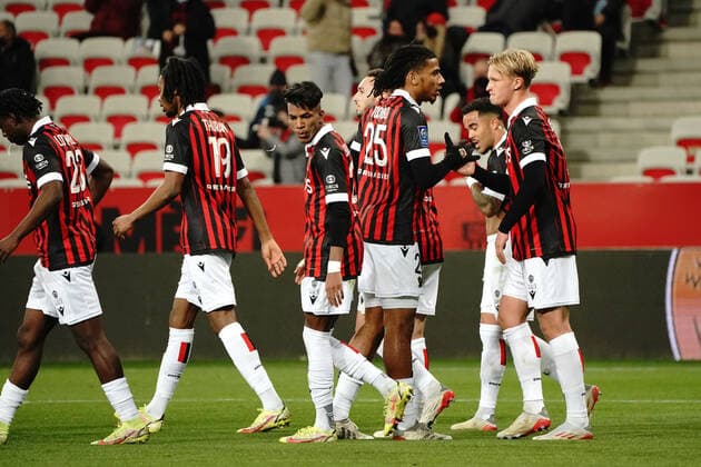 joie - Kasper Dolberg (OGC Nice) - Jean Clair Todibo (OGC Nice) FOOTBALL : OGC Nice vs FC Nantes - Ligue 1 Uber Eats - Nice - 14 01 2021 NorbertScanella Panoramic 