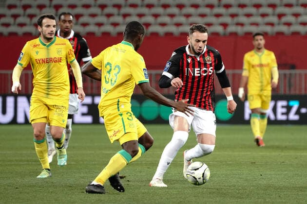 Amine Gouiri (OGC Nice) - Abdoulaye Sylla (FC Nantes) FOOTBALL : OGC Nice vs FC Nantes - Ligue 1 Uber Eats - Nice - 14 01 2021 NorbertScanella Panoramic 