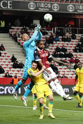 Alban Lafont (FC Nantes) - Pablo Rosario (OGC Nice) - Sebastien Corchia (FC Nantes) FOOTBALL : OGC Nice vs FC Nantes - Ligue 1 Uber Eats - Nice - 14 01 2021 NorbertScanella Panoramic 