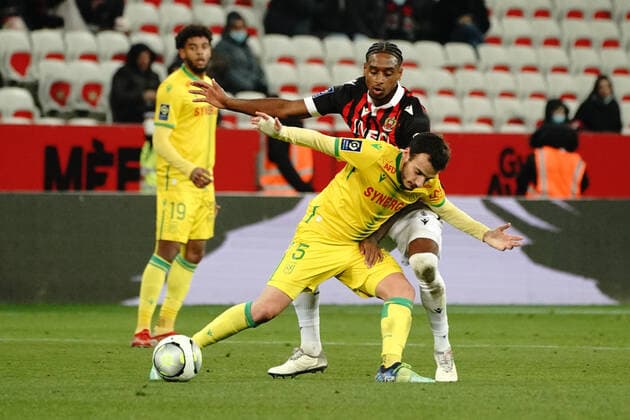 Pedro Chirivella (FC Nantes) - Pablo Rosario (OGC Nice) FOOTBALL : OGC Nice vs FC Nantes - Ligue 1 Uber Eats - Nice - 14 01 2021 NorbertScanella Panoramic 