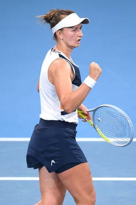 SYDNEY TENNIS CLASSIC, Barbora Krejcikova of the Czech Republic gestures during the Women?s Final match against Paula Badosa of Spain on Day 6 of the Sydney Tennis Classic at Sydney Olympic Park in Sydney, Saturday, January 15, 2022. ( NO ARCHIVING, EDITORIAL USE ONLY, NO USE IN BOOKS WITHOUT CONSENT SYDNEY NSW AUSTRALIA  Copyright: xDANxHIMBRECHTSx 20220115001613554675