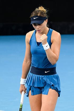 SYDNEY, AUSTRALIA - JANUARY 15: Paula Badosa of Spain pumps her fist during the Sydney Classic Tennis women s singles final between Barbora Krejcikova of the Czech Republic and Paula Badosa of Spain at Ken Rosewall Arena on January 15, 2022 in Sydney, Australia. (Photo by Steven Markham Icon Sportswire) TENNIS: JAN 15 Sydney Classic Icon2201150061