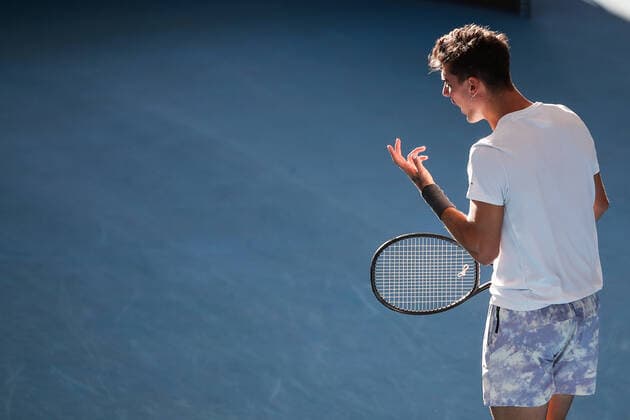 ADELAIDE INTERNATIONAL 2 FINAL, Thanasi Kokkinakis of Australia in his match against Arthur Rinderknech of France during the Adelaide International 2 Mens Final in Adelaide, Saturday, January 15, 2022. ( NO ARCHIVING, EDITORIAL USE ONLY, NO USE IN BOOKS WITHOUT CONSENT ADELAIDE SA AUSTRALIA  Copyright: xMATTxTURNERx 20220115001613560293