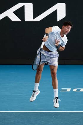 ADELAIDE, AUSTRALIA - JANUARY 15: Thanasi Kokkinakis of Australia serves the ball during the ATP, Tennis Herren final singles match between Arthur Rinderknech of France and Thanasi Kokkinakis of Australia on day seven of the Adelaide International tennis tournament 2 at Memorial Drive on January 15, 2022 in Adelaide, Australia. (Photo by Peter Mundy Speed Media Icon Sportswire) TENNIS: JAN 15 Adelaide International Icon2201150068