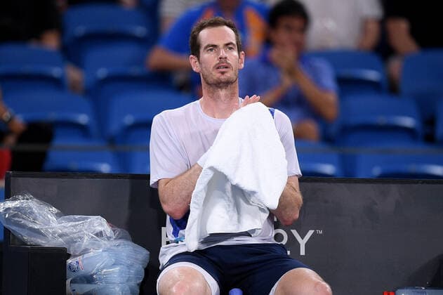 SYDNEY TENNIS CLASSIC, Andy Murray of Great Britain sits during a break in the Men?s Final against Aslan Karatsev of Russia on Day 6 of the Sydney Tennis Classic at Sydney Olympic Park in Sydney, Saturday, January 15, 2022. ( NO ARCHIVING, EDITORIAL USE ONLY, NO USE IN BOOKS WITHOUT CONSENT SYDNEY NSW AUSTRALIA  Copyright: xDANxHIMBRECHTSx 20220115001613567401