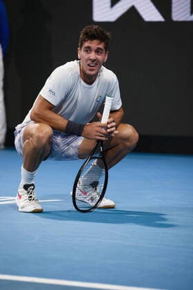 ADELAIDE, AUSTRALIA - JANUARY 15: Thanasi Kokkinakis of Australia celebrates winning the ATP, Tennis Herren final singles match between Arthur Rinderknech of France and Thanasi Kokkinakis of Australia on day seven of the Adelaide International tennis tournament 2 at Memorial Drive on January 15, 2022 in Adelaide, Australia. (Photo by Peter Mundy Speed Media Icon Sportswire) TENNIS: JAN 15 Adelaide International Icon2201150152