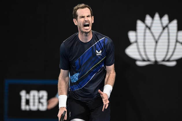 15th January 2022: Ken Rosewall Arena, Sydney Olympic Park, Sydney, Australia; Sydney Tennis Classic, Day 7 Mens Final: Andy Murray of Great Britain reacts after losing a point in his match against Aslan Karatsev of Russia  ActionPlus12356321 NigelxOwen