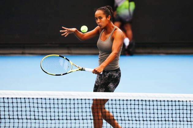 January 15, 2022: Leylah Annie Fernandez practices ahead of the 2022 Australian Open at Melbourne Park on January 15, 2022 in Melbourne, Australia. - ZUMAp121 20220115_zsp_p121_070 Copyright: xChrisxPutnamx