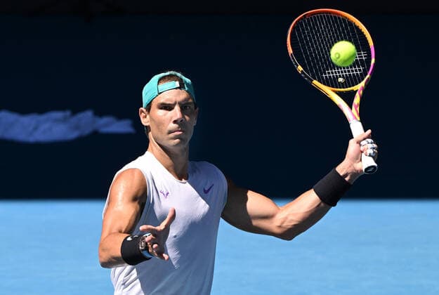 TENNIS AUSTRALIAN OPEN PRACTICE, Rafael Nadal of Spain is seen during a practice session ahead of the Australian Open, at Melbourne Park in Melbourne, Sunday, January 16, 2022. ( NO ARCHIVING, EDITORIAL USE ONLY, NO USE IN BOOKS WITHOUT CONSENT MELBOURNE VIC AUSTRALIA  Copyright: xDAVExHUNTx 20220116001613782509