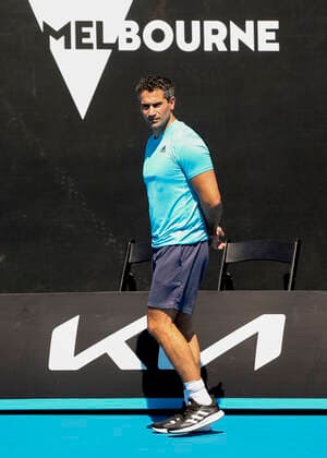 Franco Bianco , friend of Angelique Kerber GER during a training session, training, trainer, coach Copyright: xJuergenxHasenkopfx