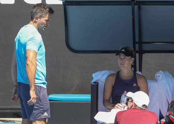 Franco Bianco and Angelique Kerber GER during a training session, training, Copyright: xJuergenxHasenkopfx