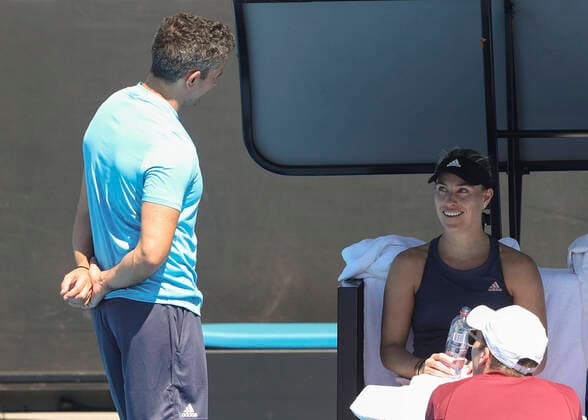 Franco Bianco and Angelique Kerber GER during a training session, training, Copyright: xJuergenxHasenkopfx
