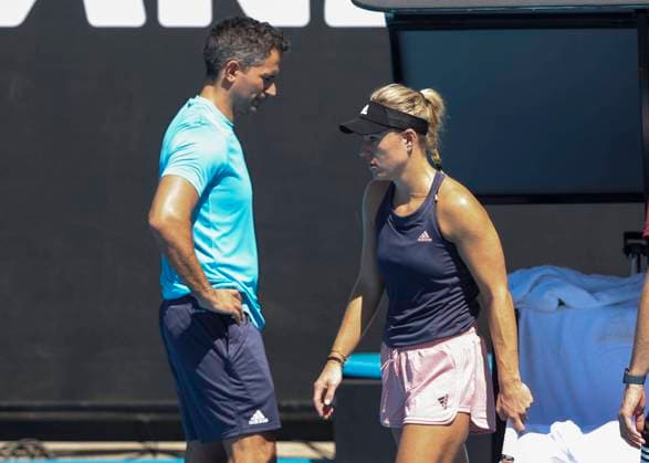 Franco Bianco and Angelique Kerber GER during a training session, training, Copyright: xJuergenxHasenkopfx
