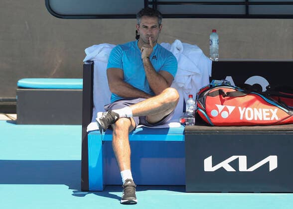 Franco Bianco friend of Angelique Kerber GER during a training session, training, trainer, coach Copyright: xJuergenxHasenkopfx