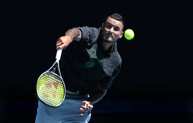 TENNIS AUSTRALIAN OPEN PRACTICE, Nick Kyrgios of Australia is seen during a practice session ahead of the Australian Open, at Melbourne Park in Melbourne, Sunday, January 16, 2022. ( NO ARCHIVING, EDITORIAL USE ONLY, NO USE IN BOOKS WITHOUT CONSENT MELBOURNE VIC AUSTRALIA  Copyright: xDAVExHUNTx 20220116001613840118
