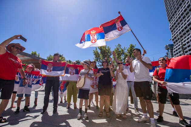 Tennis, Australian Open, fans of Novak Djokovic before the court in Melbourne