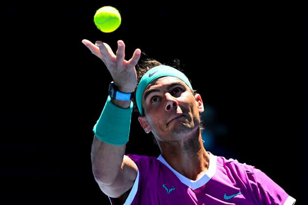 TENNIS AUSTRALIAN OPEN, Rafael Nadal of Spain in action during his first Round Men s singles match against Marcos Giron of the United States on Day 1 of the Australian Open, at Melbourne Park, in Melbourne, Monday, January 17, 2022. ( NO ARCHIVING, EDITORIAL USE ONLY, NO USE IN BOOKS WITHOUT CONSENT MELBOURNE VIC AUSTRALIA  Copyright: xDAVExHUNTx 20220117001614124039