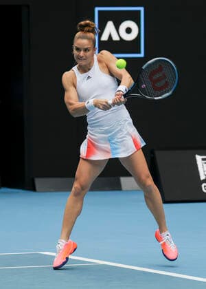 Melbourne, Australia 17th Jan , 2022 Greek tennis player Maria Sakkari in action during the Australian Open tournament at Melbourne Park on Monday 17 January 2022 Â Copyright: xJuergenxHasenkopfx