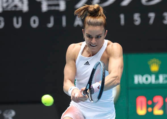 Melbourne, Australia 17th Jan , 2022 Greek tennis player Maria Sakkari in action during the Australian Open tournament at Melbourne Park on Monday 17 January 2022 Â Copyright: xJuergenxHasenkopfx