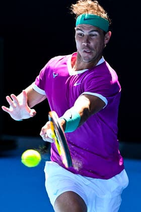 TENNIS AUSTRALIAN OPEN, Rafael Nadal of Spain in action during his first Round Men s singles match against Marcos Giron of the United States on Day 1 of the Australian Open, at Melbourne Park, in Melbourne, Monday, January 17, 2022. ( NO ARCHIVING, EDITORIAL USE ONLY, NO USE IN BOOKS WITHOUT CONSENT MELBOURNE VIC AUSTRALIA  Copyright: xDAVExHUNTx 20220117001614126805