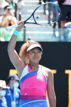 January 17, 2022: 13th seed NAOMI OSAKA (JPN) Celebrates after defeating CAMILA OSORIO (COL) on Rod Laver Arena in a Women s Singles 1st round match on day 1 of the 2022 Australian Open in Melbourne, Australia. Cal Media. Osaka won 6:3 6:3 USA - ZUMAc04_ 20220117_zaf_c04_005 Copyright: xSydneyxLowx