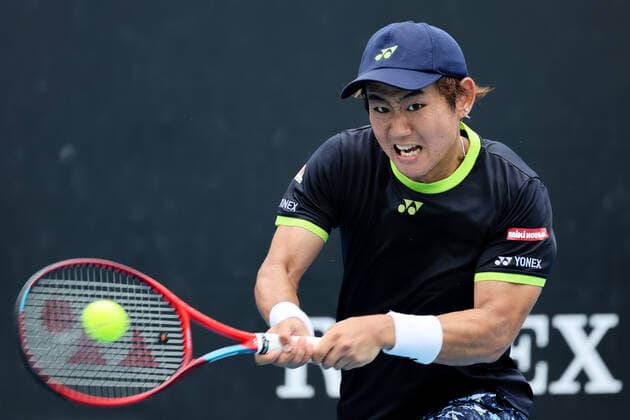 January 17, 2022: YOSHIHITO NISHIOKA (JPN) in action against RADU ALBOT (MDA) on Rod Laver Arena in a Men s Singles 1st round match on day 1 of the 2022 Australian Open in Melbourne, Australia. Cal Media. ALBOT won 6:3 6:4 4:6 6:2 USA - ZUMAc04_ 20220117_zaf_c04_013 Copyright: xSydneyxLowx