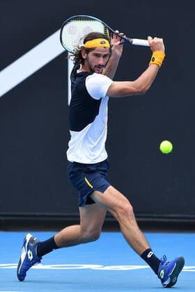 TENNIS AUSTRALIAN OPEN, Lloyd Harris of South Africa in action during their Mens singles match against Aleksandar Vukic of Australia on Day 1 of the Australian Open tennis tournament, at Melbourne Park, in Melbourne, Monday, January 17, 2022. ( NO ARCHIVING, EDITORIAL USE ONLY, NO USE IN BOOKS WITHOUT CONSENT MELBOURNE VIC AUSTRALIA  Copyright: xJAMESxROSSx 0147947224st