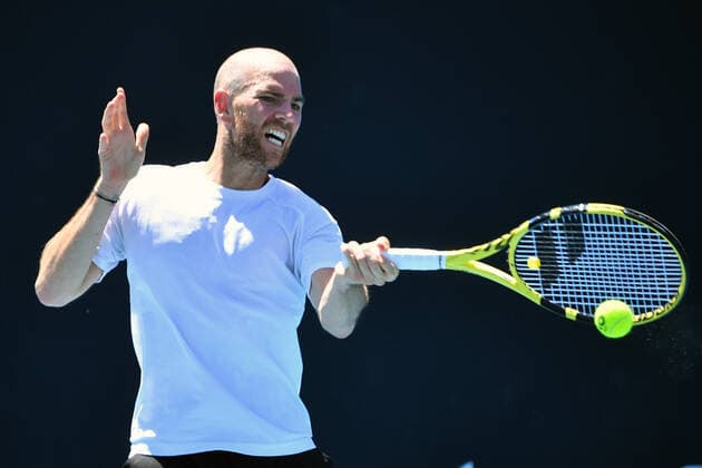 TENNIS AUSTRALIAN OPEN, Adrian Mannarino of France in action during their mens singles match against James Duckworth of Australia on Day 1 of the Australian Open tennis tournament, at Melbourne Park, in Melbourne, Monday, January 17, 2022. ( NO ARCHIVING, EDITORIAL USE ONLY, NO USE IN BOOKS WITHOUT CONSENT MELBOURNE VIC AUSTRALIA  Copyright: xJAMESxROSSx 0147954452st