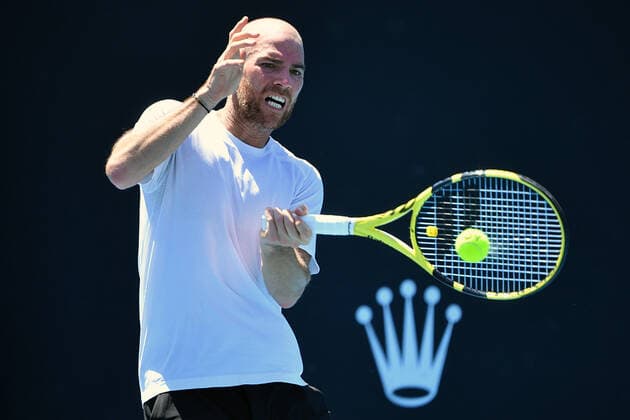 TENNIS AUSTRALIAN OPEN, Adrian Mannarino of France in action during their mens singles match against James Duckworth of Australia on Day 1 of the Australian Open tennis tournament, at Melbourne Park, in Melbourne, Monday, January 17, 2022. ( NO ARCHIVING, EDITORIAL USE ONLY, NO USE IN BOOKS WITHOUT CONSENT MELBOURNE VIC AUSTRALIA  Copyright: xJAMESxROSSx 0147954629st