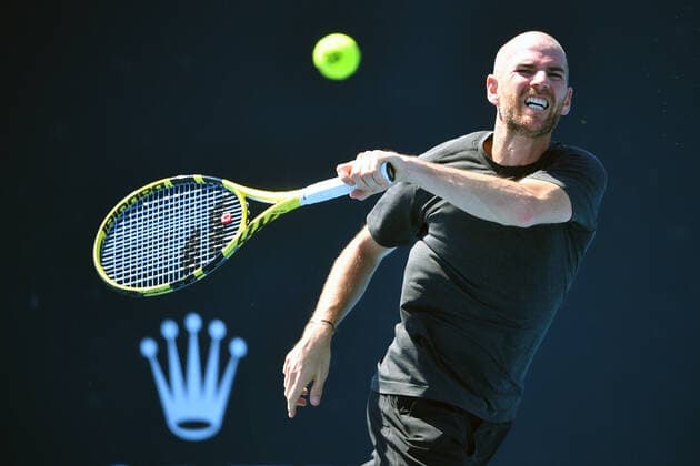 TENNIS AUSTRALIAN OPEN, Adrian Mannarino of France in action during their mens singles match against James Duckworth of Australia on Day 1 of the Australian Open tennis tournament, at Melbourne Park, in Melbourne, Monday, January 17, 2022. ( NO ARCHIVING, EDITORIAL USE ONLY, NO USE IN BOOKS WITHOUT CONSENT MELBOURNE VIC AUSTRALIA  Copyright: xJAMESxROSSx 0147955489st